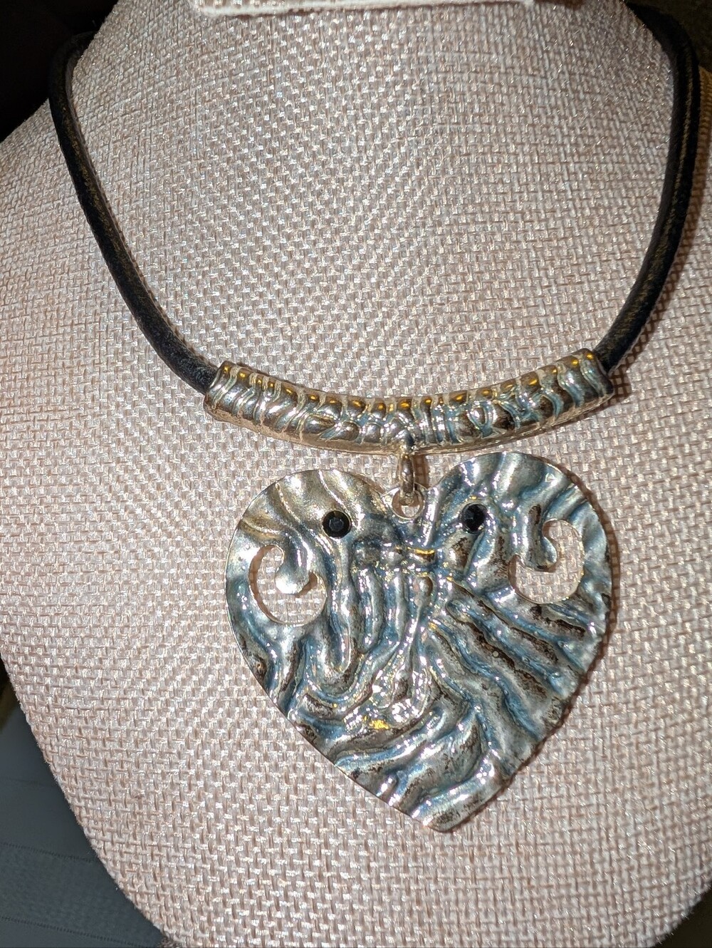 Silver-Tone Heart Pendant Necklace
